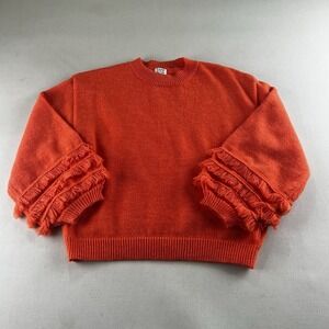 Cake For Dinner Fringe Sleeve Orange Crewneck Women's Size XS Boho Preppy